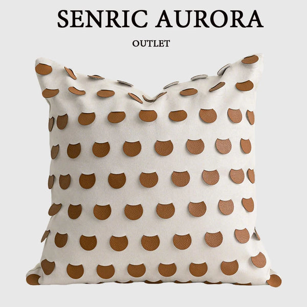 Housse de Coussin Orange Jacquard Motif Demi-Cercle
