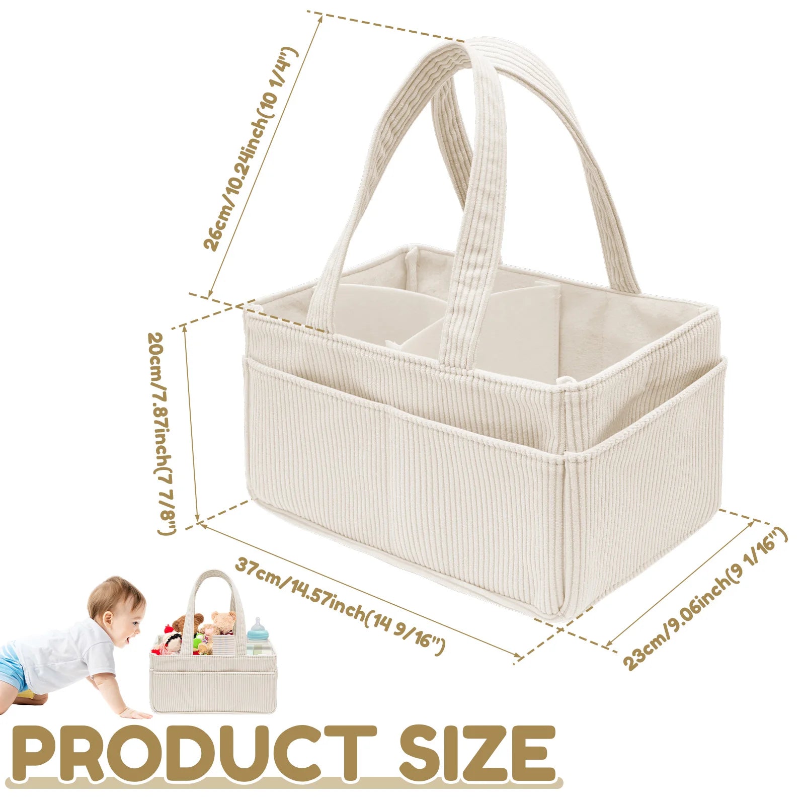 Sac à Langer en Velours Côtelé Pliable