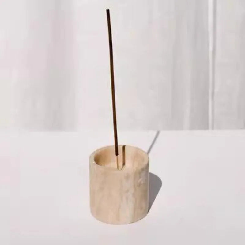 Porte-Encens en Marbre Naturel Style Wabi-Sabi