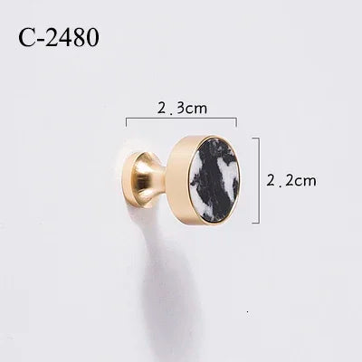 Natural Stone & Brass Knob – Cabinet Hardware