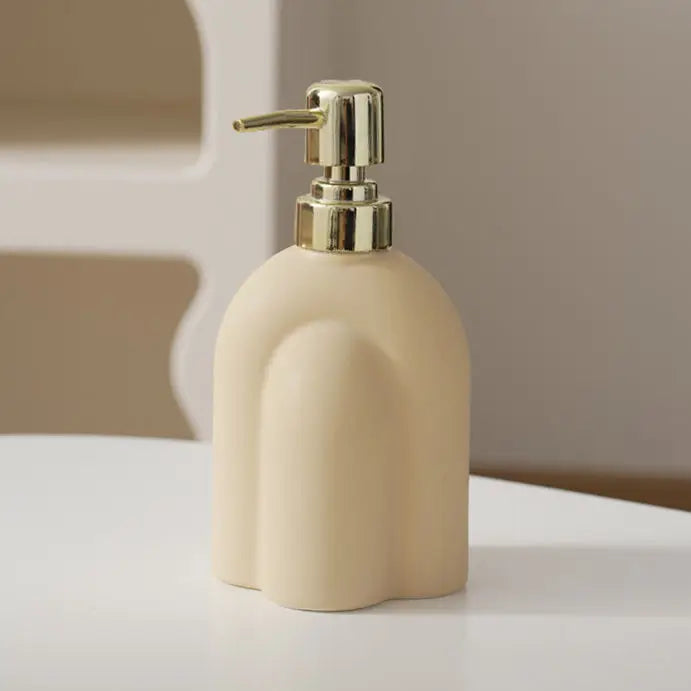 Distributeur de Savon Céramique Motif Encre Rayé