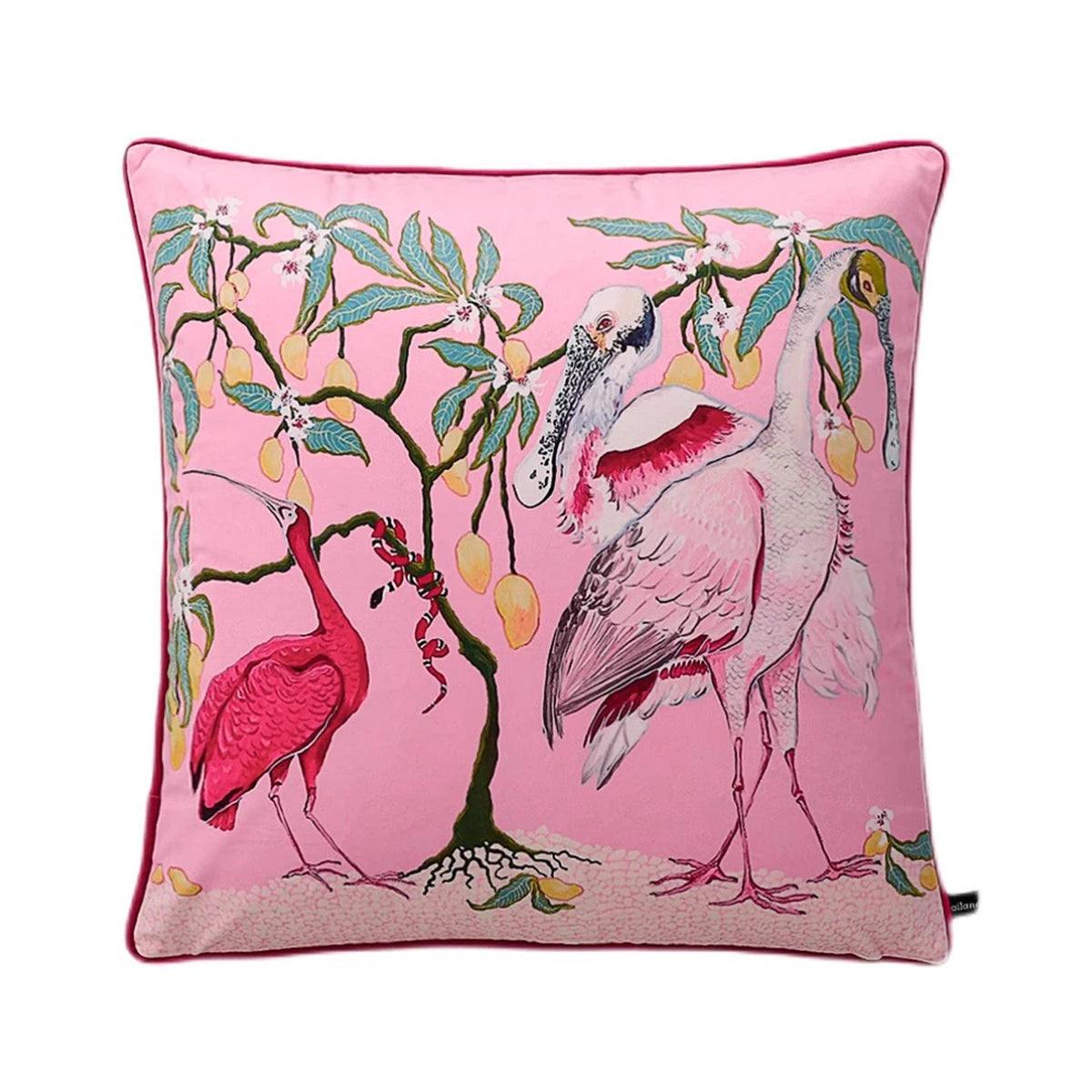 Housse de Coussin Velours Motif Léopard à Pompons