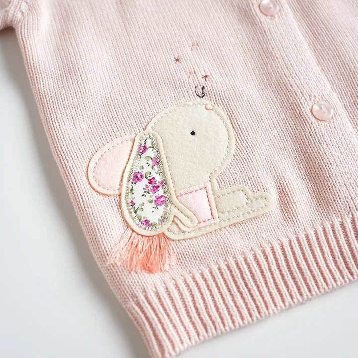 Cardigan Fille Brodé Motif Champignon