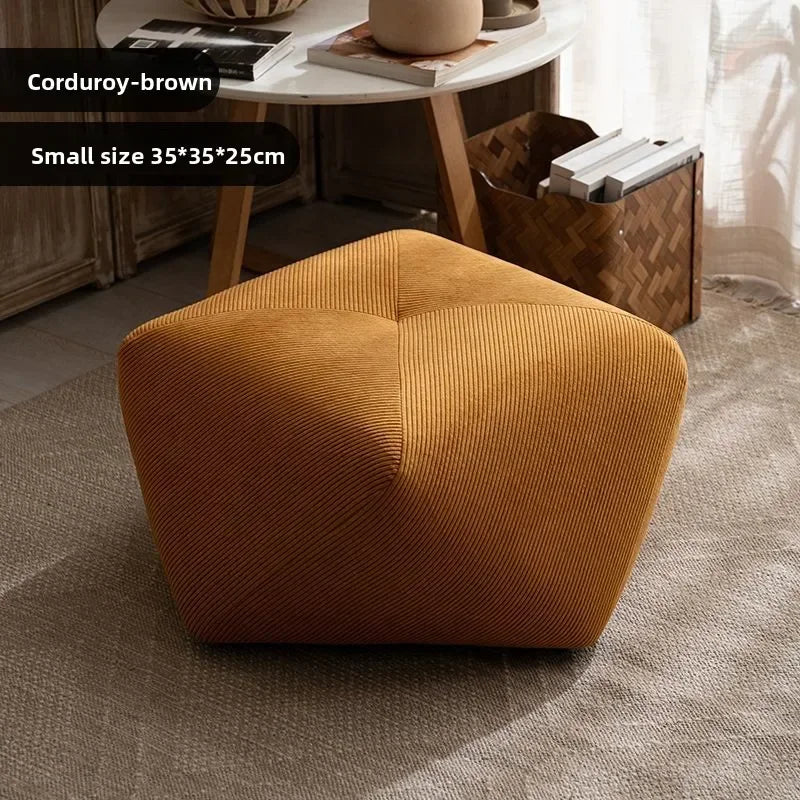 Tabouret Octogonal Bois et Cuir - Style Européen