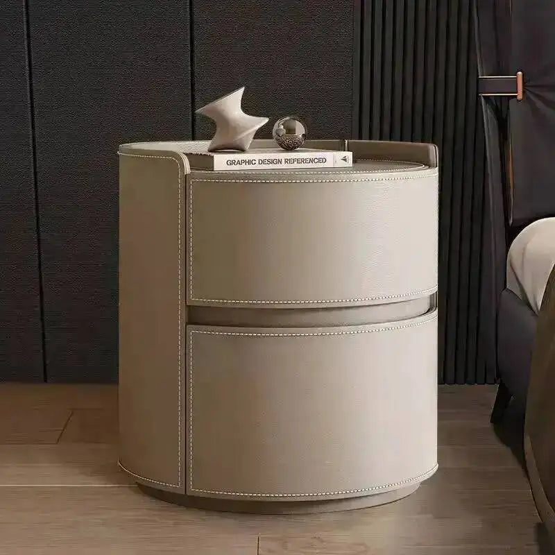 Saddle Leather Bedside Table – Italian Round