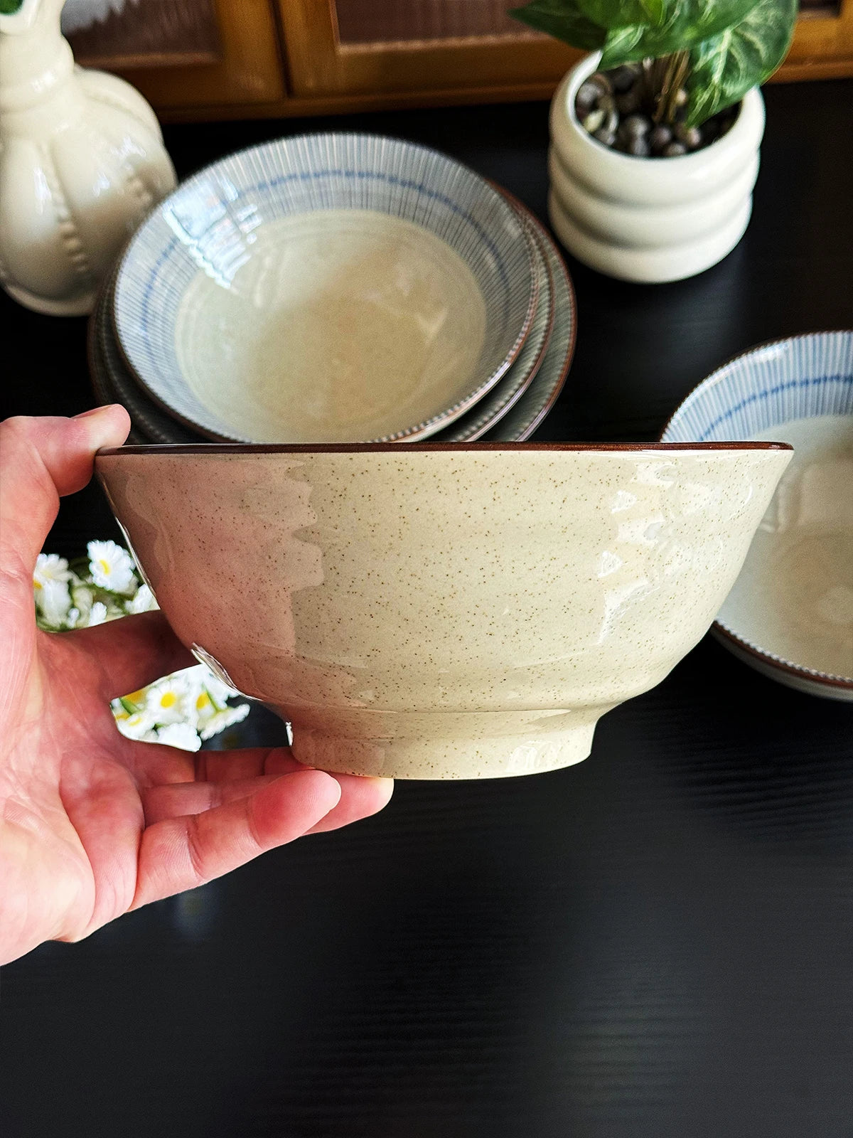 Bol à Nouilles en Céramique Style Japonais - Grande Contenance