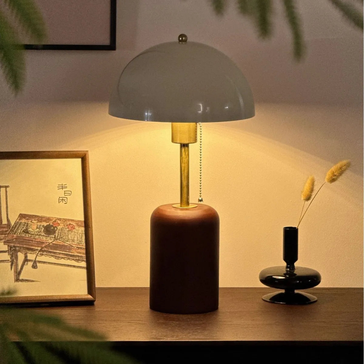 Lampe de Chevet Bois Massif - Style Rétro Asiatique