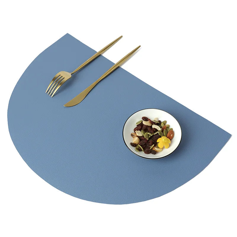 PU Leather Placemat – Semicircle Waterproof Table Mat