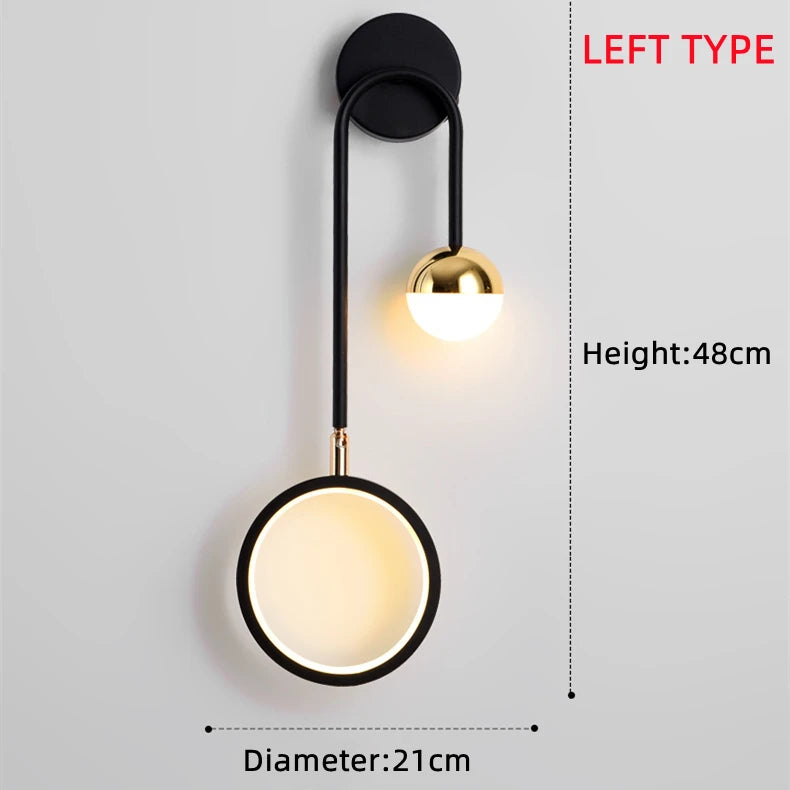 Applique Murale LED Ronde Rotative Style Nordique