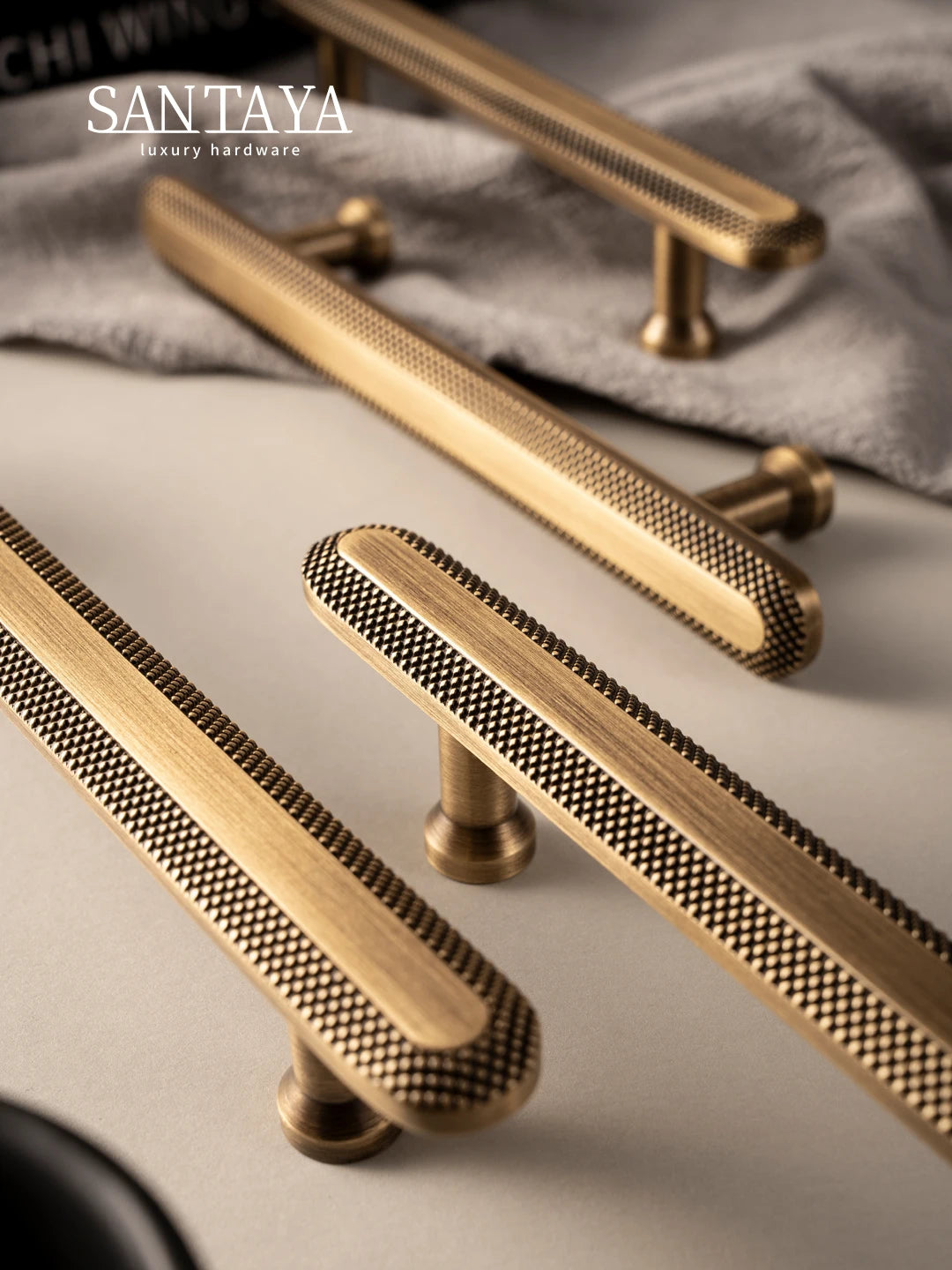 Knurled Brass Handle – Antique T-Bar Drawer Knob