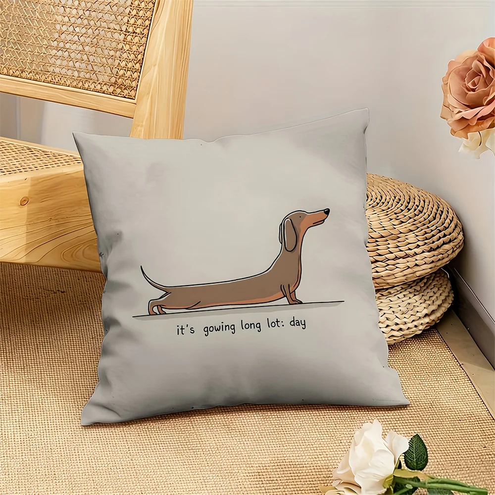 Housse de Coussin Teckel - Motif Chien Rigolo