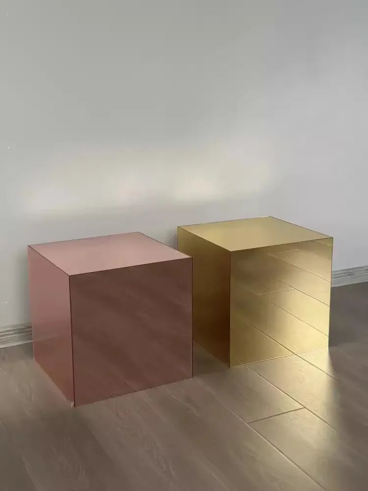 Square Mirror Side Table – Light Luxury Display Stand, 40x40x40cm