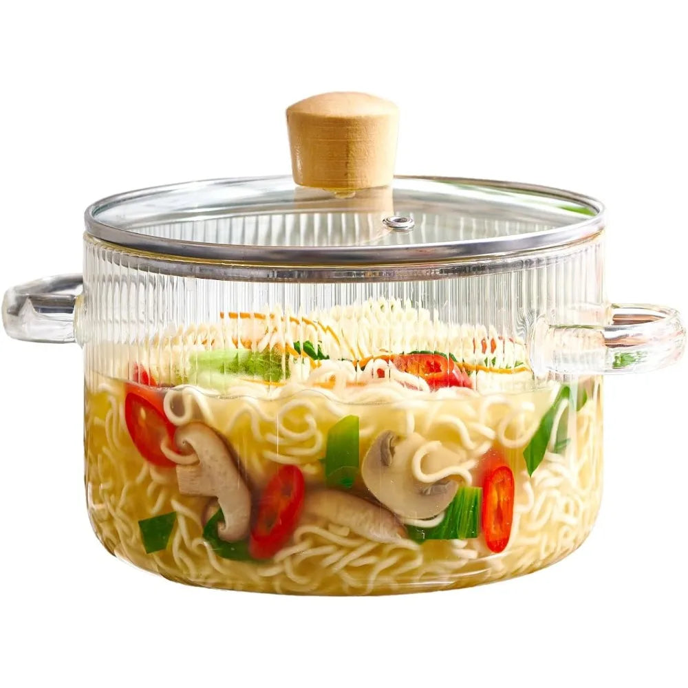 Casserole en Verre avec Couvercle 1,6L Double Poignée