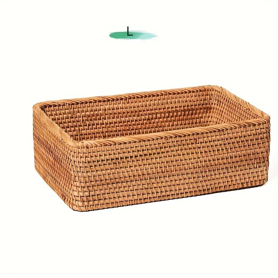 Panier de Rangement en Rotin Naturel Tressé Main