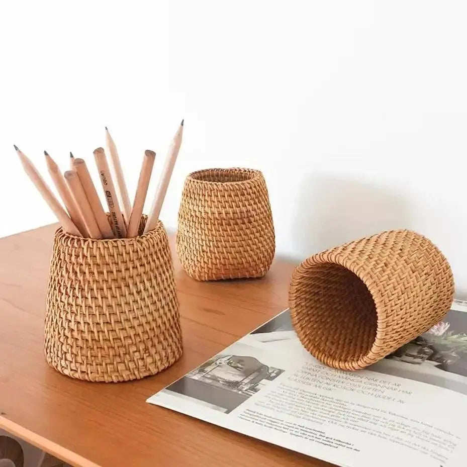 Panier de Rangement Rond en Rotin Tressé