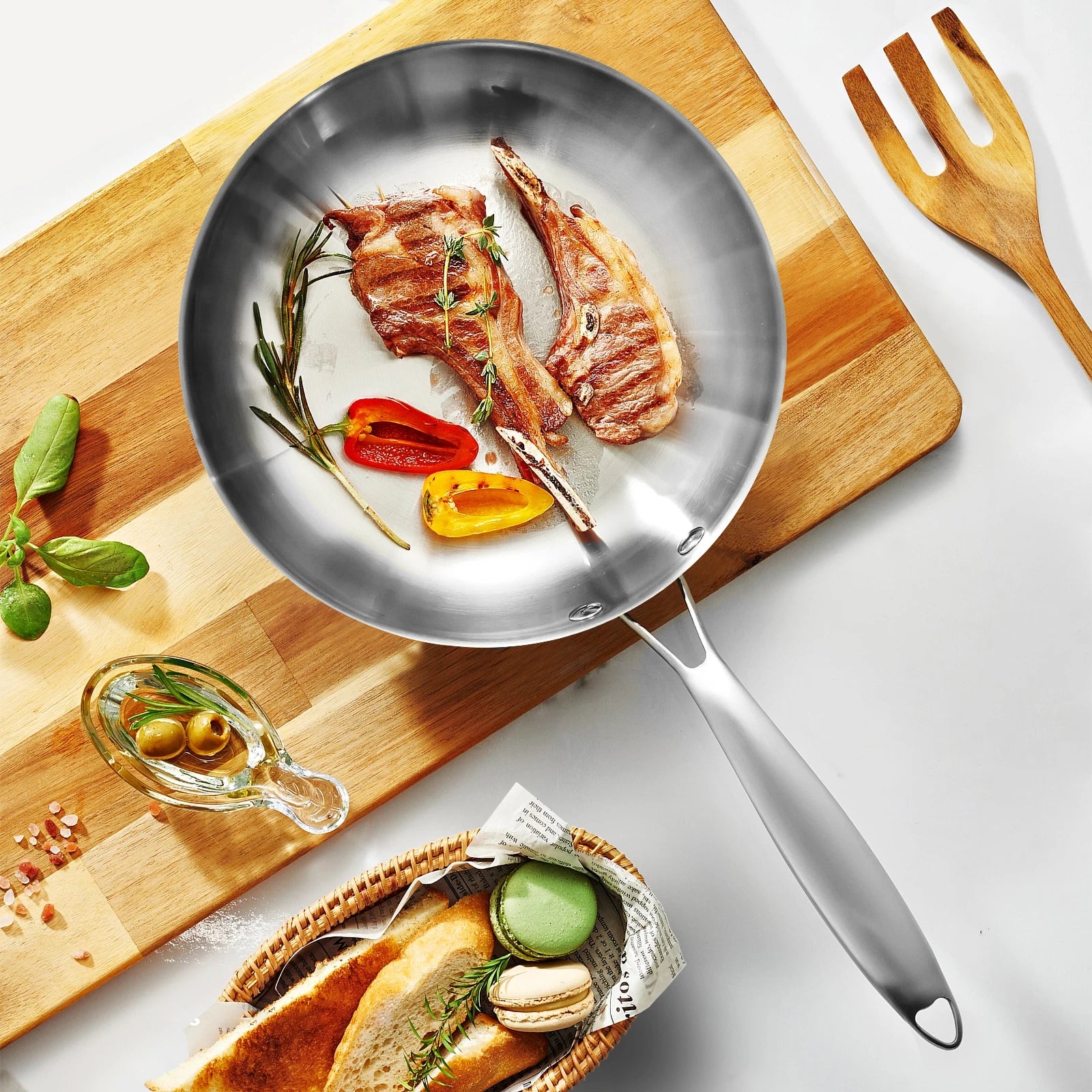 Poêle à Steak en Acier Inoxydable 304 Sans Revêtement