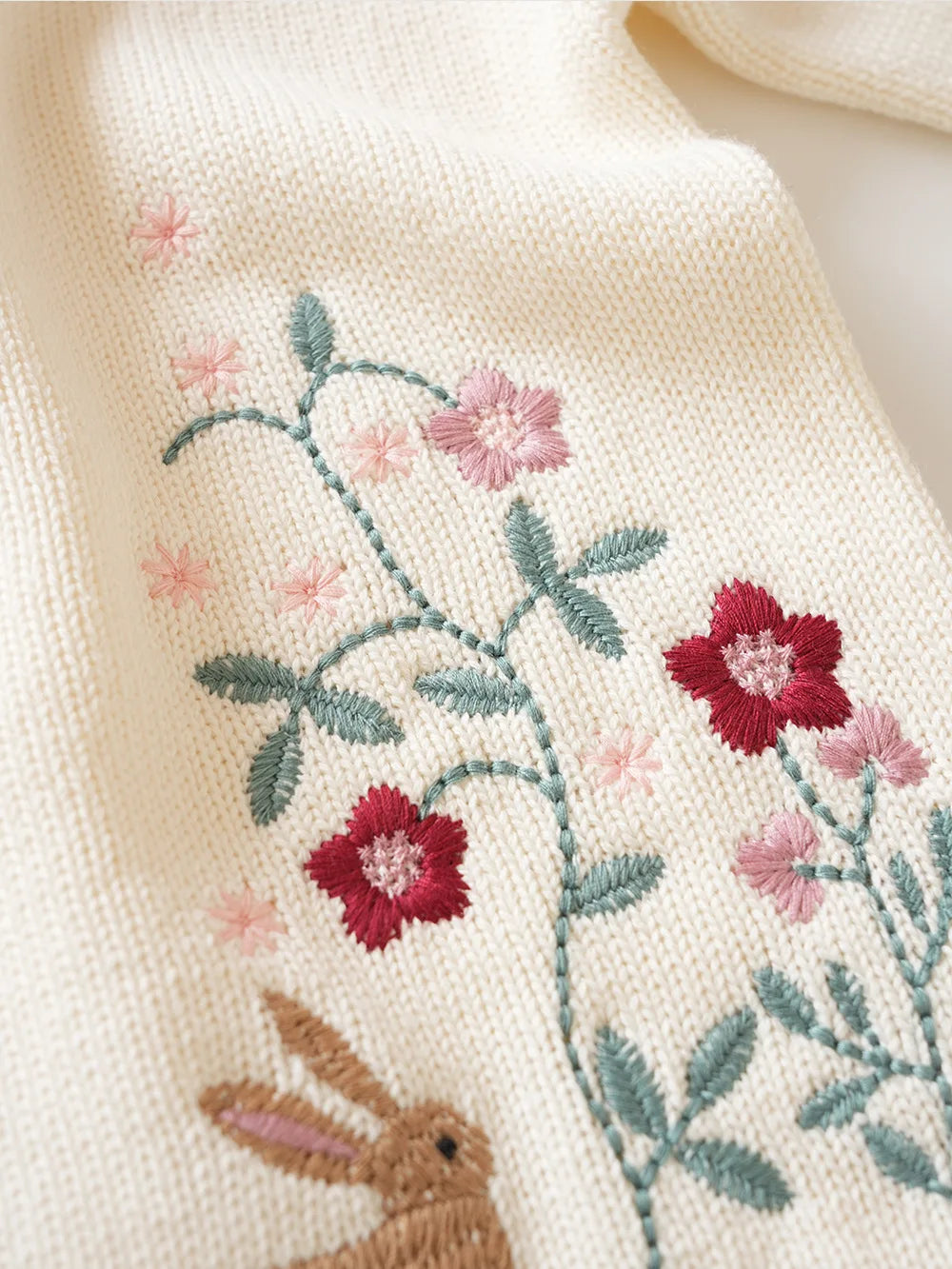 Cardigan Fille Brodé Motif Champignon