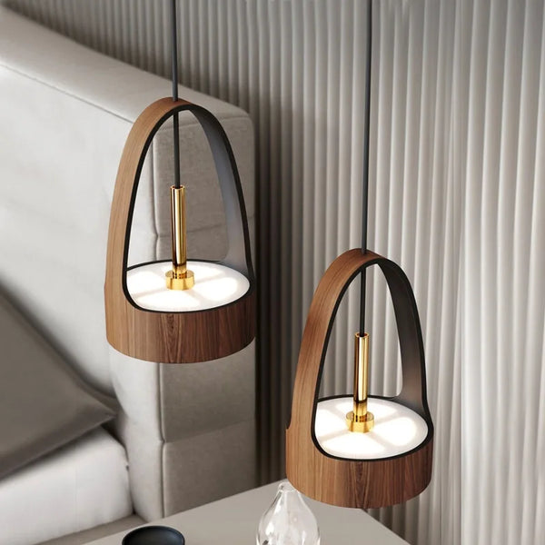 Suspension LED Effet Bois Style Restaurant Nordique