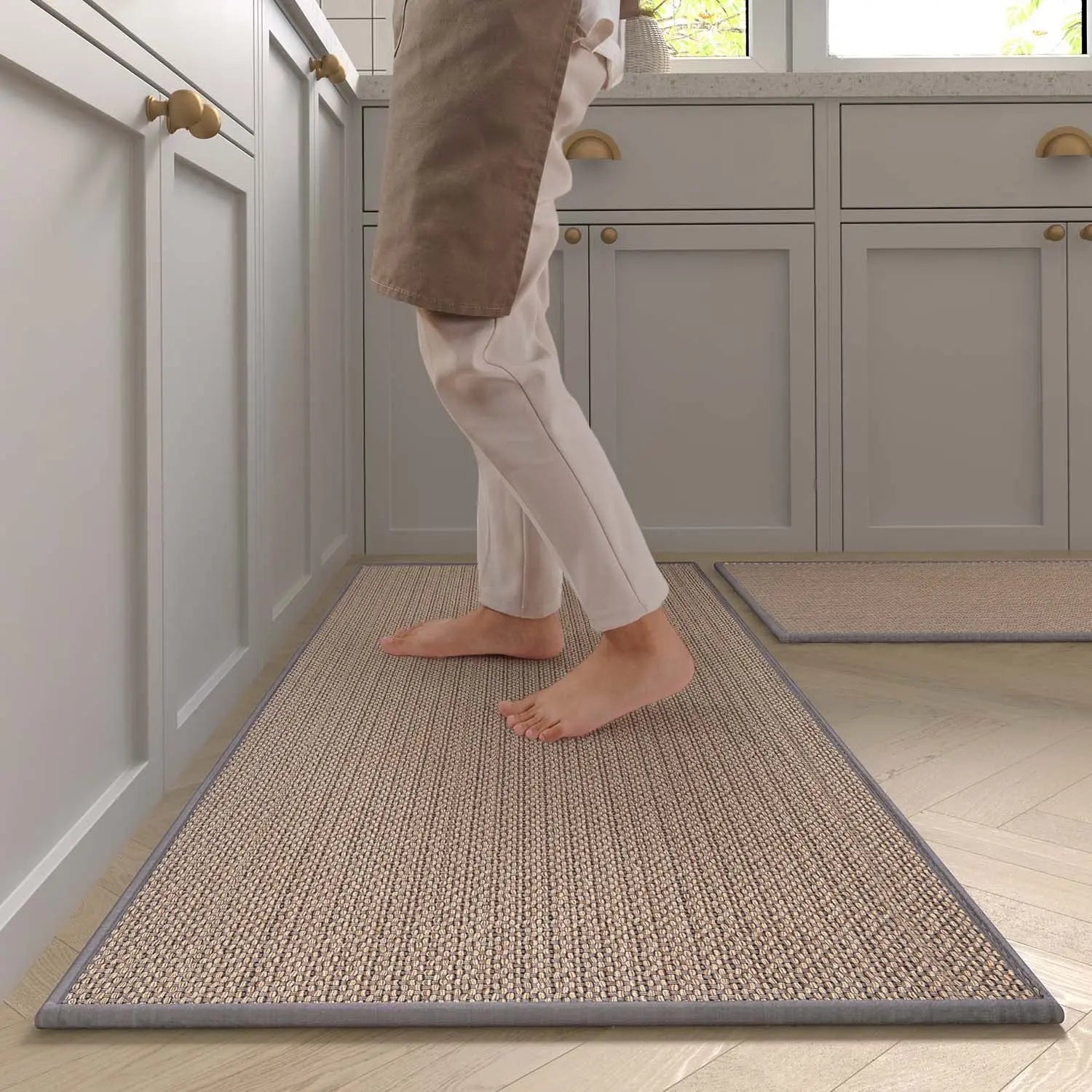 Tapis de Cuisine Antidérapant - Effet Sisal Tissé