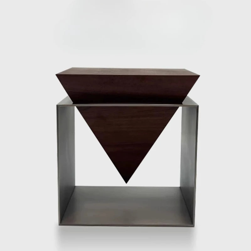 Table d'Appoint Design en Bois et Acier Inoxydable