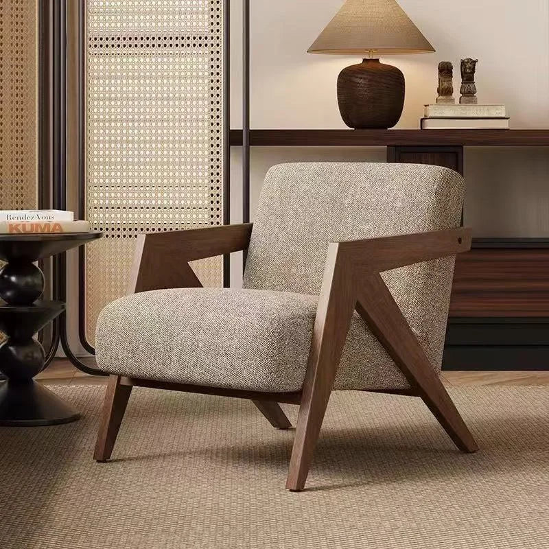 Fauteuil en Bois Rembourré - Assise Confortable