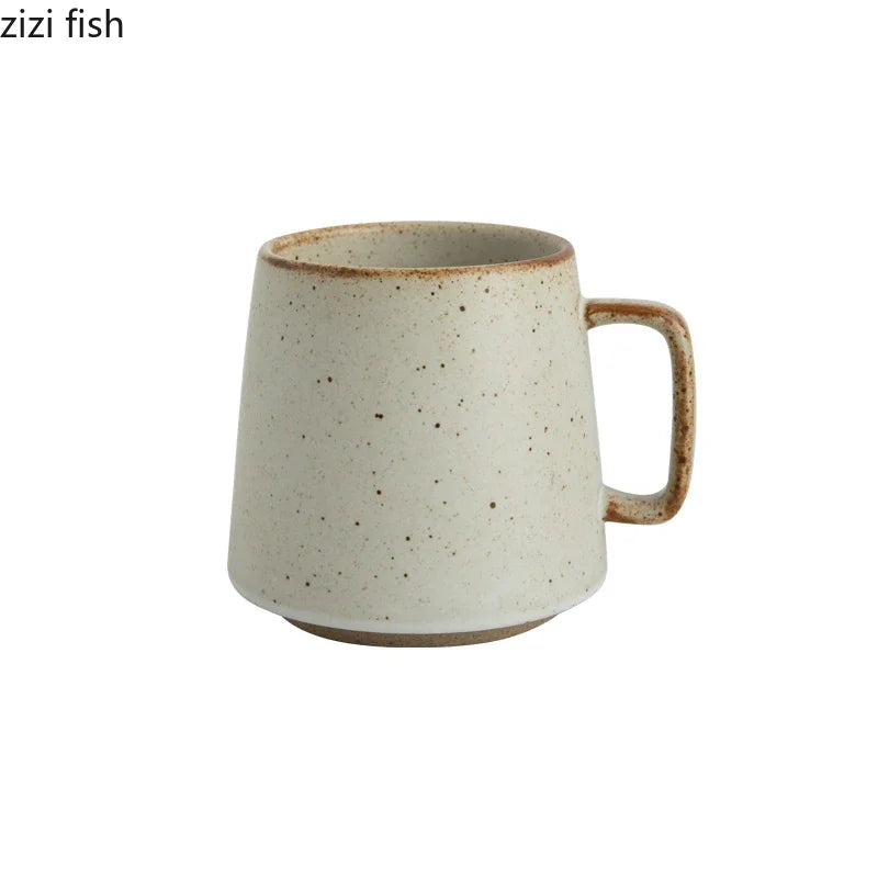 Tasse en Céramique Rétro avec Sous-Verre en Bois