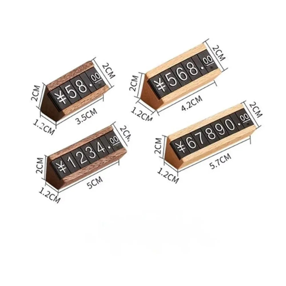 Étiquette de Prix en Bois Ajustable - Chiffres et Lettres