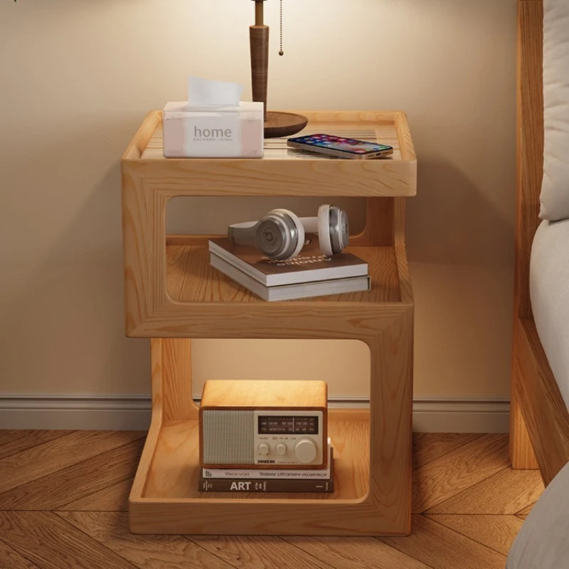 Table de Chevet Étroite en Bois Massif - Design Minimaliste