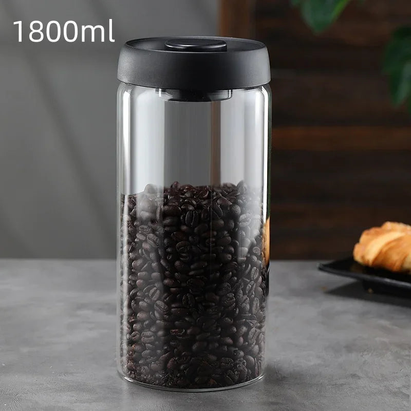 Pot Hermétique en Verre pour Café et Thé avec Pompe à Vide