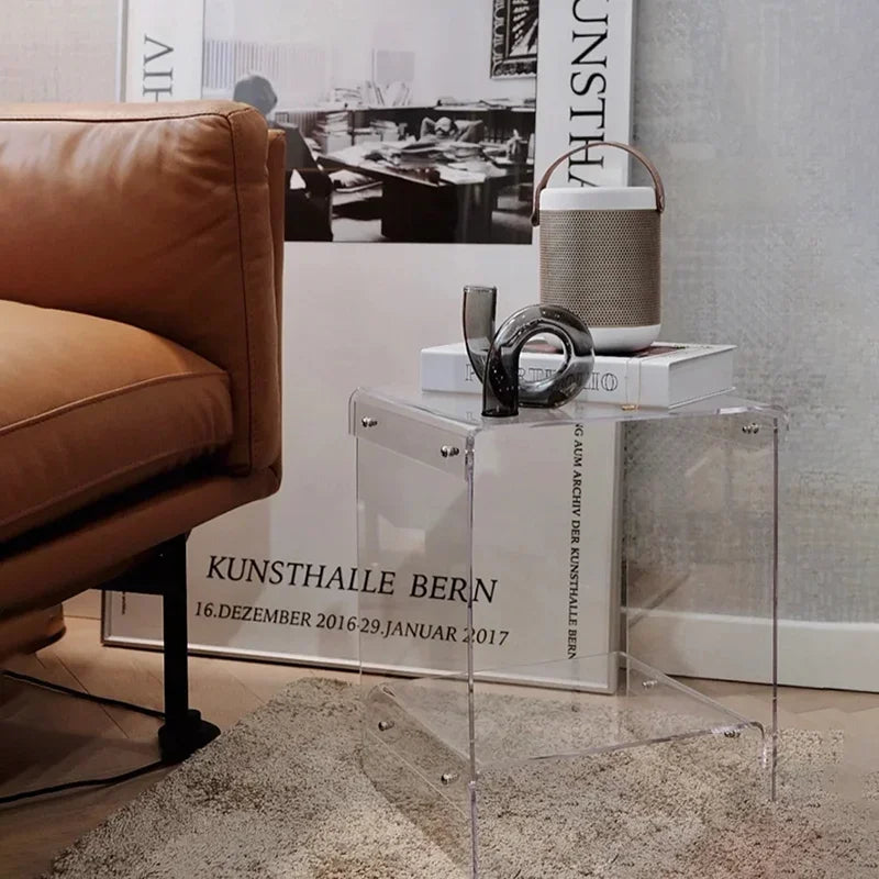 Table Basse Acrylique Transparente - Double Plateau