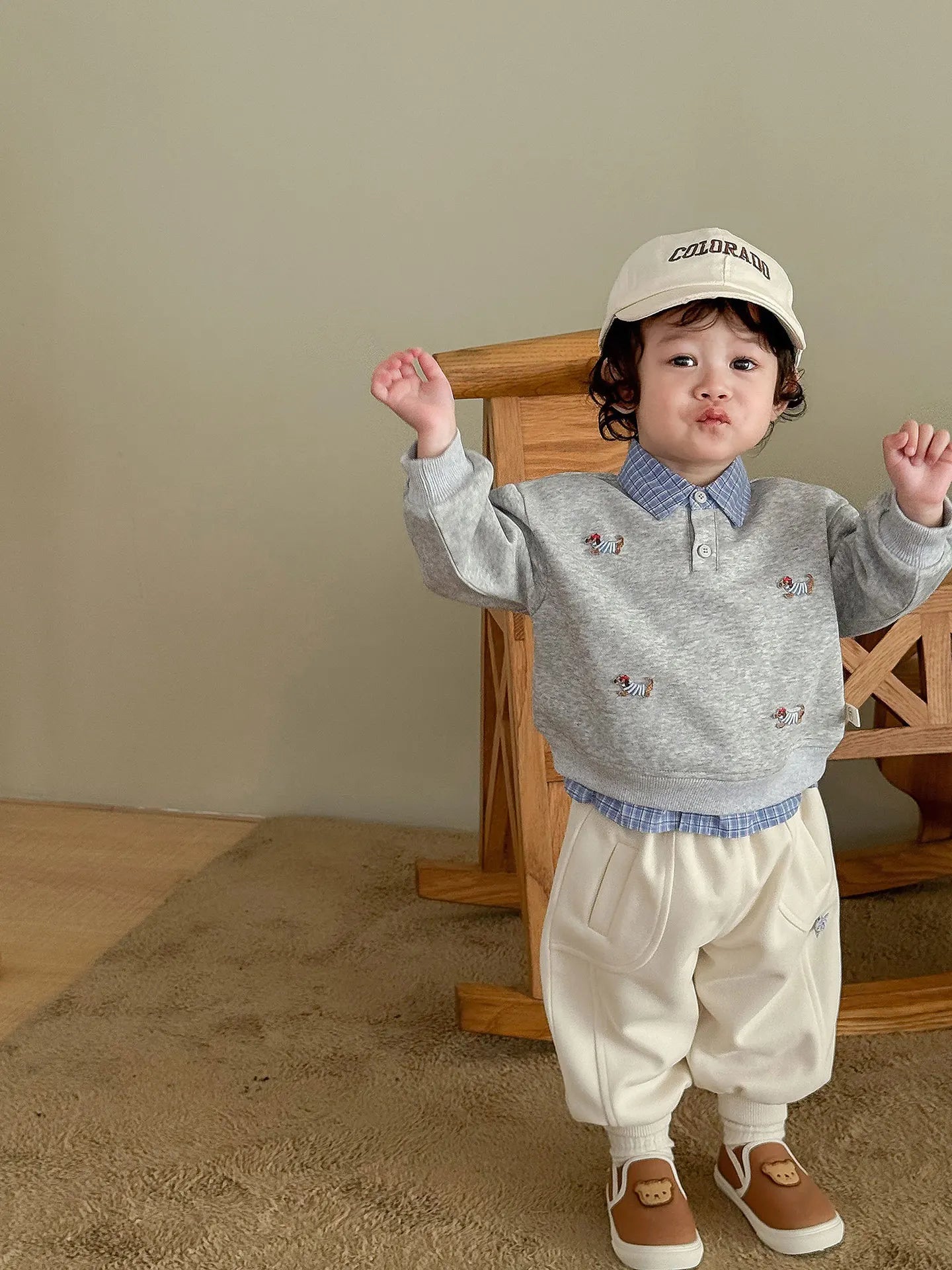 Pull Enfant Motif Cartoon Bicolore