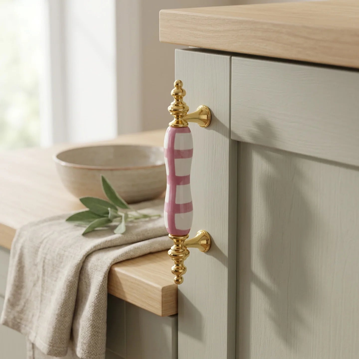 Ceramic Stripe Handle – French Bronze, Set of 2
