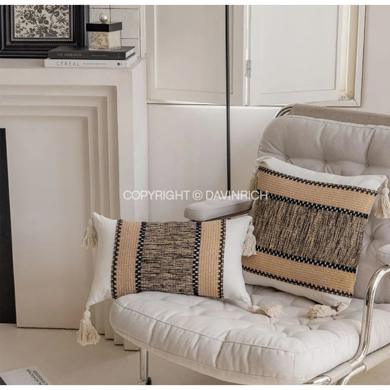 Housse de Coussin Fourrure Noire - Style Art Déco