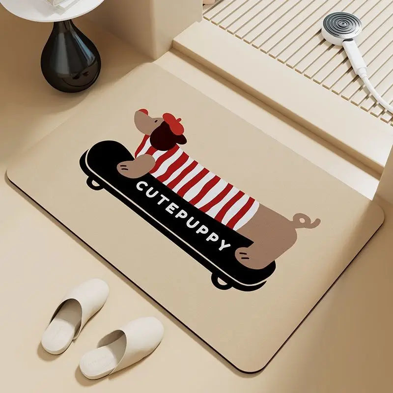 Dachshund Puppy Door Mat – Absorbent Non-Slip Floor Mat