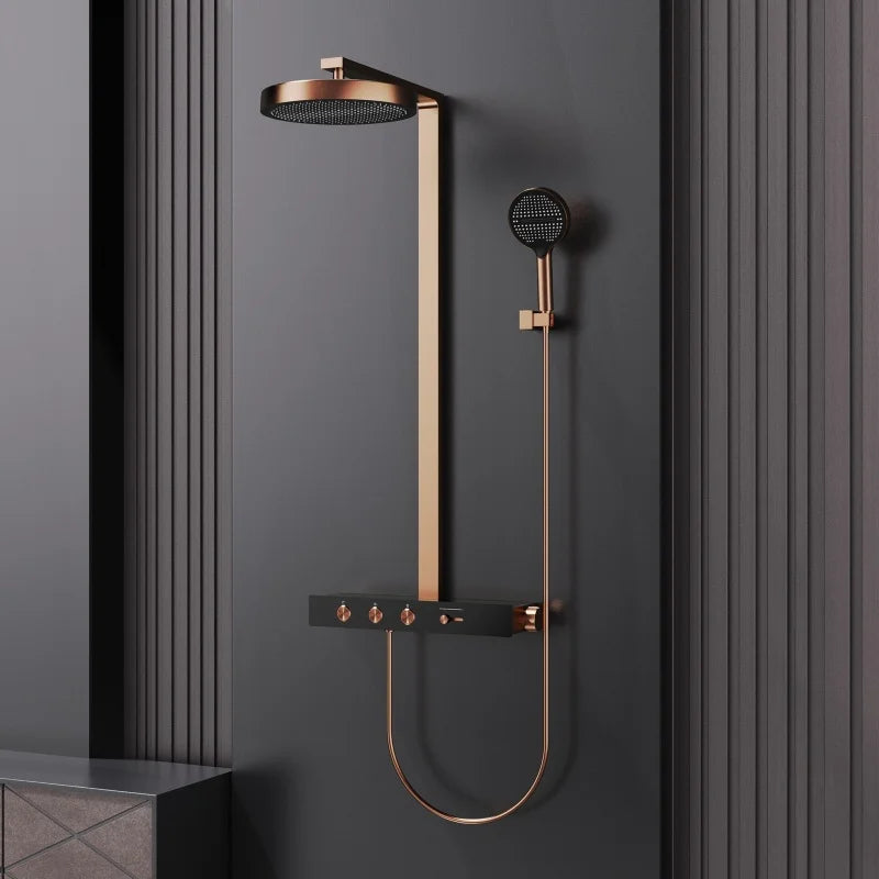 Robinet de Douche Thermostatique Or Rose Brossé