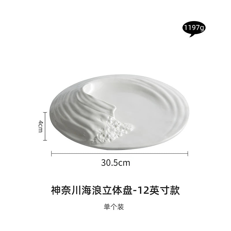 Assiette Plate Céramique Design Sculptural Vagues