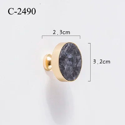 Natural Stone & Brass Knob – Cabinet Hardware