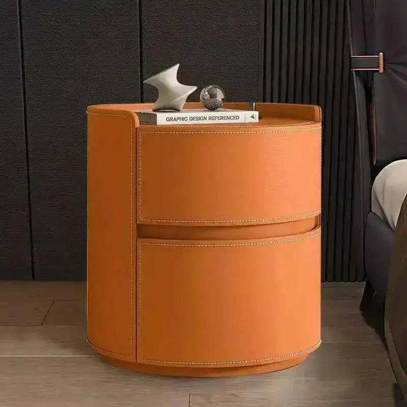 Saddle Leather Bedside Table – Italian Round