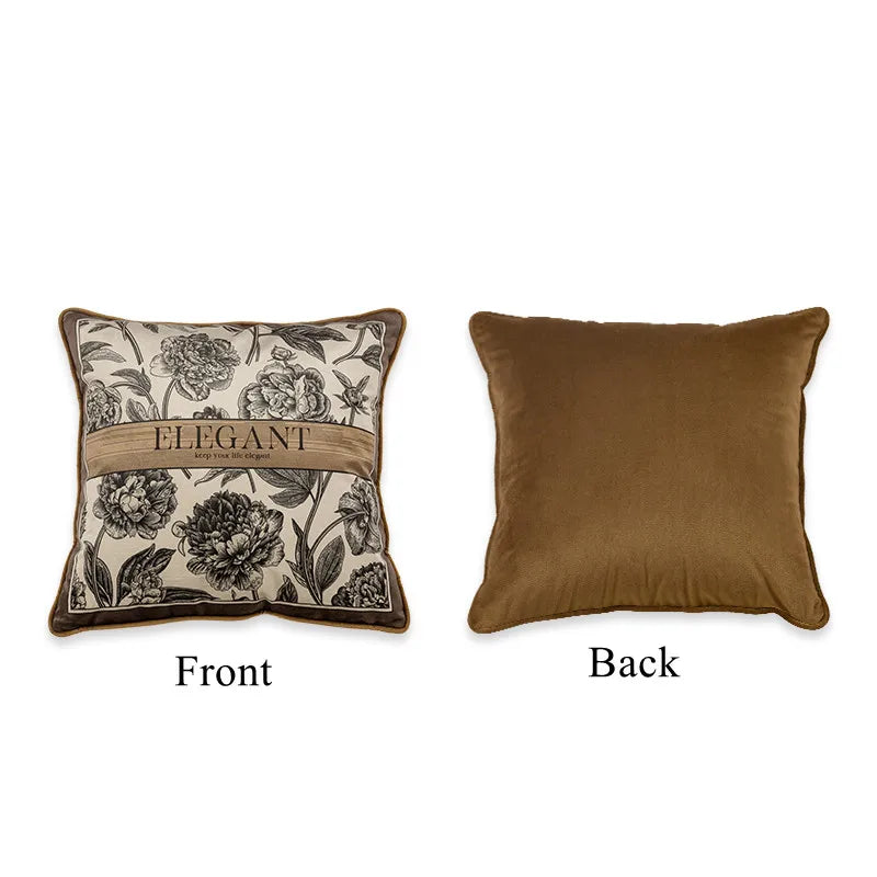Housse de Coussin Florale Velours - Style Art Déco