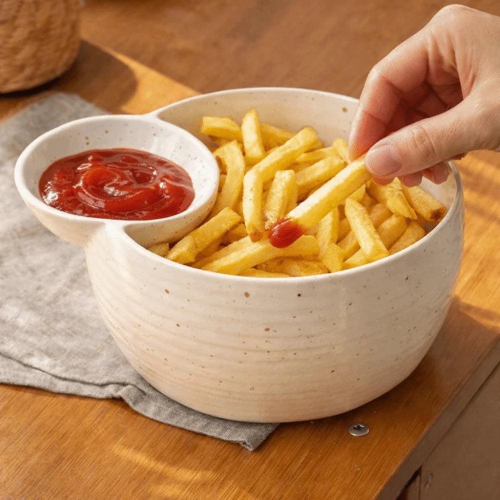 Polka-Dot Compartment Bowl – Japanese Stoneware