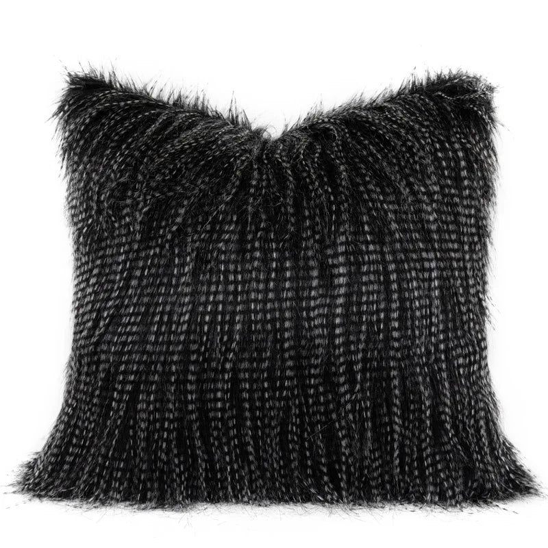 Housse de Coussin Fourrure Noire - Style Art Déco