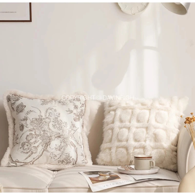 Housse de Coussin Arches Géométriques Effet Fourrure