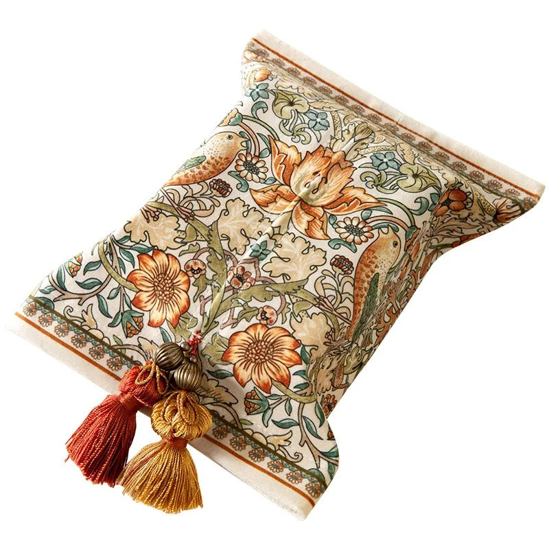 Boîte à Mouchoirs en Velours avec Pompon - Design Chic