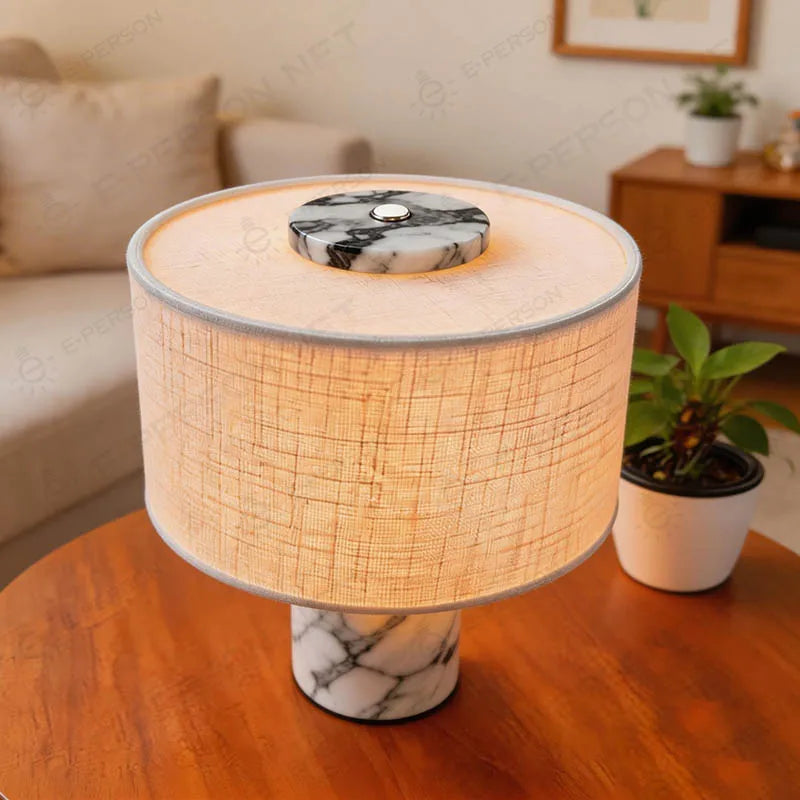 Marble Table Lamp – Fabric Shade