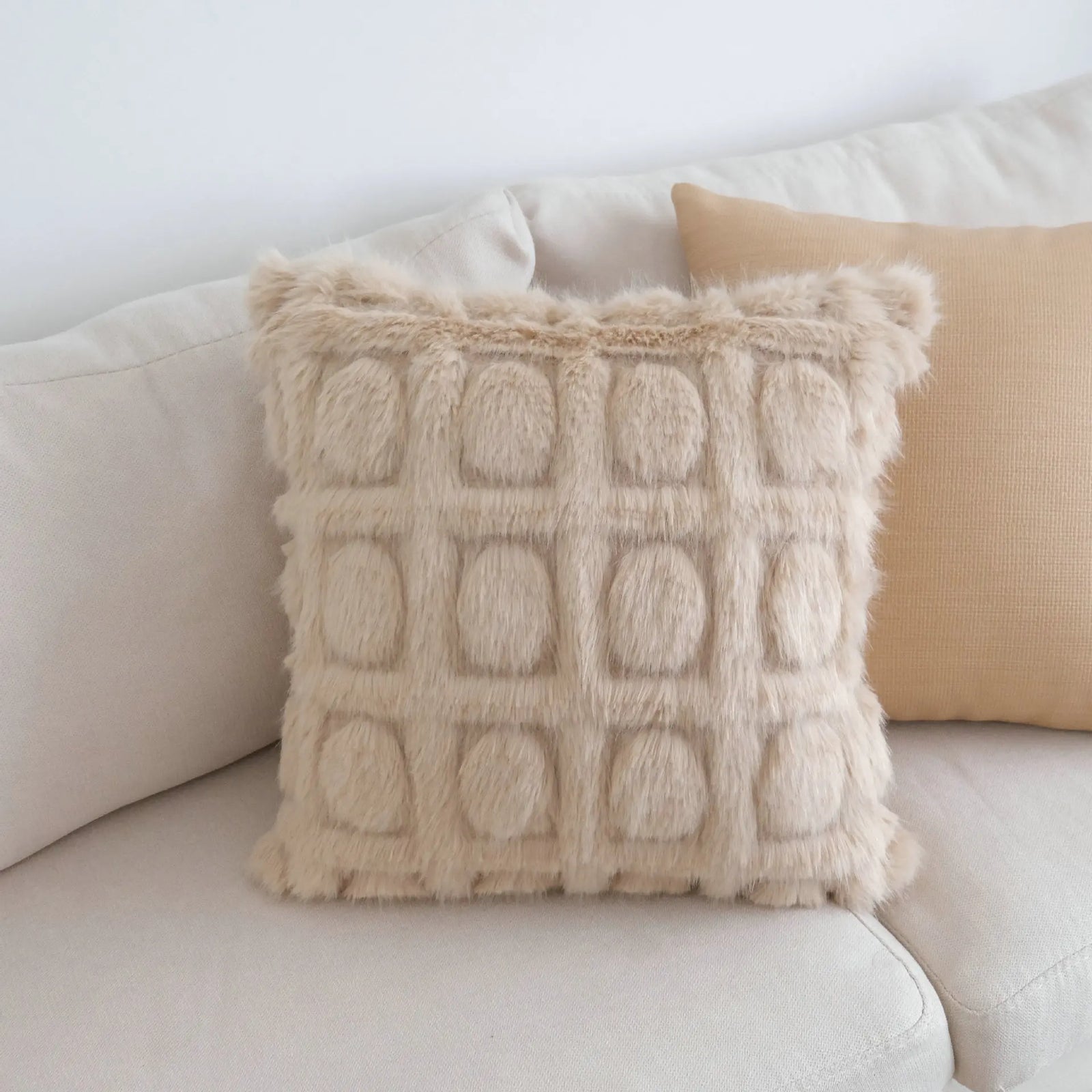 Housse de Coussin Arches Géométriques Effet Fourrure