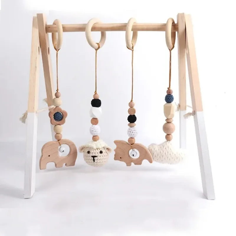Lot de 4 Jouets en Bois pour Portique d'Éveil