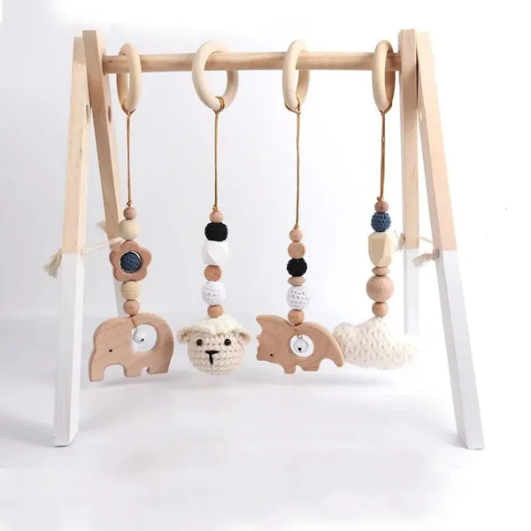 Lot de 4 Jouets en Bois pour Portique d'Éveil
