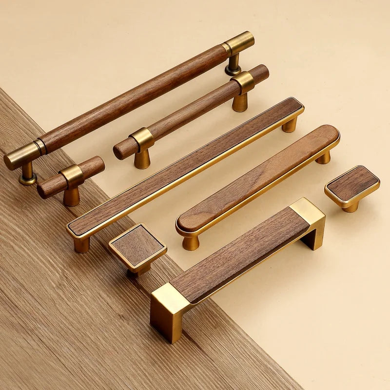 Poignées de Meuble Vintage - Alliage de Zinc et Bois