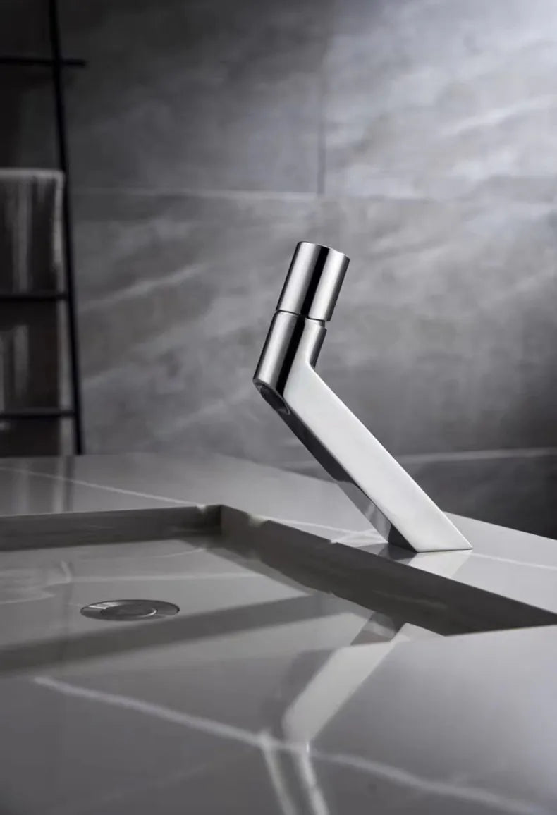 Robinet de Lavabo Or Brossé Design Créatif Une Poignée