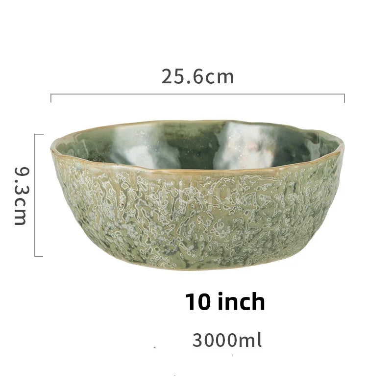 Bol en Céramique Vert Style Japonais pour Salade et Soupe